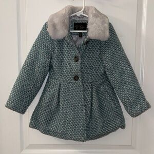 Jessica Simpson Kids Teal Pea Coat with Faux Fur Collar